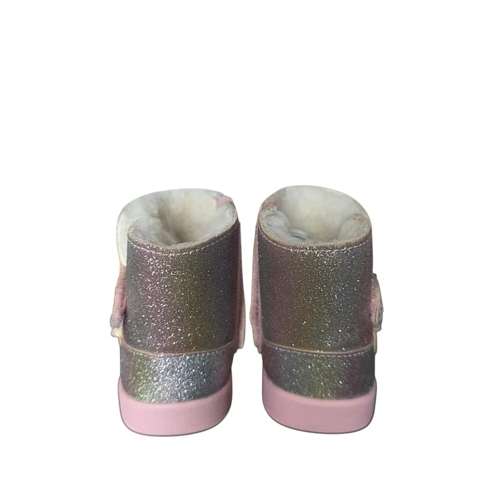 UGG Toddler Girls Glitter Boots Size 4/5 Pink Rainbow Iridescent Cozy